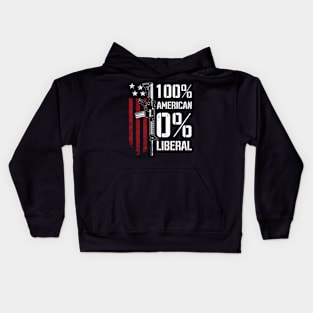 100 American 0 Liberal - Pro Gun - On Back Kids Hoodie